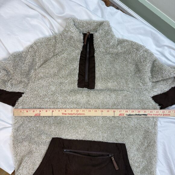 HOOEY Fleece Sherpa Pullover 1/4 Zip Men’s Large Brown Western Cowboy Cozy - Picture 13 of 15